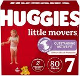 HUGGIES Baby Diapers Size 7, 80 Ct, Huggies Little Movers, White