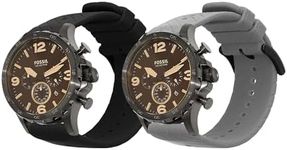 kwmobile Straps Compatible with Fossil Men's Nate/Q Machine Straps - 2x Replacement Silicone Watch Bands - Smartwatch or Fitness Tracker - Black/Grey