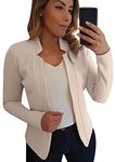 YMING Ladies Spring Open Front Blazers Plus Size Long Sleeve Suit Lightweight Business Suit Beige 3XL