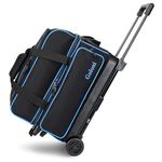 Goloni Double Roller 2 two bowling ball bag with wheels with Separate Shoe Compartment Size 15 and Oversized Accessory Pocket,2/two ball bowling bag,Retractable Handle Extends to 40"