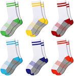 Boys Crew Socks Half Cushioned Athletic Socks Cotton Calf Socks For Big Little Kids 6 Pairs Comfoex