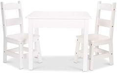 Melissa & Doug Furniture Wooden Table & Chairs Set - White