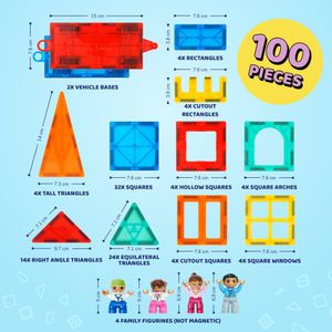 Science Kidz Magnetic Tiles Set – 100 Piece Educational Building Blocks