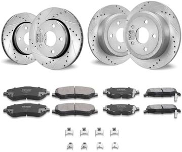 VEVOR Front and Rear Brake Kit Compatible with 2007-2017 Jeep Wrangler, Drilled and Slotted Brake Rotors Ceramic Brake Pads Replacement, 11.9" Front Rotors 12.4" Rear