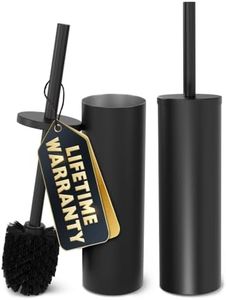 2 PCS Black Toilet Brush and Holder Set - Scratch Resistant Black Toilet Bowl Brush and Holder with Soft Bristles Replaceable Head, Protection from Splashes, and Compact Design - for Cleaning