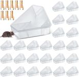 Qualirey 24 Pcs Mice Station with Key Mouse Bait Station Waterproof Mice Trap Bait Box, Keeps Children and Pets Safe Indoor & Outdoor, Bait Not Included, Suitable for Small Mice (Translucent)