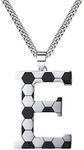 WIGERLON Soccer Initial Necklace,Soccer Gifts Stainless Steel Soccer Letter Pendant for Men and Women, Stainless Steel, No Gemstone