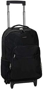 Rockland unisex adult Double Handle Rolling Backpack, Black, 17-Inch US