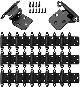 32 PCS Cabinet Hinges, Self Closing Overlay Matte Black Kitchen Hinges, Stainless Steel Screw Included (16 Pairs)