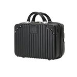 KIRA Portable Makeup Travel Case Hand Luggage, Mini ABS Carrying Makeup Case Waterproof Suitcase with Elastic Band, Vanity Box (Black)