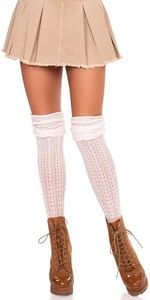 Leg Avenue Women's Pointelle Scrunch Knee Socks, Ivory, One Size