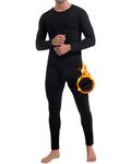 CL convallaria Long Johns Men Thermal Underwear Base Layer Set Fleece Lined Top and Bottom Winter Cold Gear Black-S