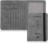 Passport Holder Cover Wallet for Men and Women, RFID Blocking Leather Card Slots PU Leather Card Holder Passport Case Travel Documents Organizer and Protector - Grey