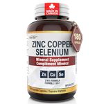 Herba Zinc Picolinate 25mg with Copper and Selenium - 180 Capsules | 3 in 1 Mineral Supplement | Selenium Zinc Copper Supplement | 6 Months Supply | Immune Support | Made in Canada