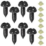 8pcs License Plate Screws Stainless Steel Number Plate Screws License Plate Fasteners Stainless Steel Screw Kit Anti-Theft for Fastening License Plates on Cars and Trucks Frames (Black)