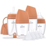 BuubiBottle Hybrid Bottle Feeding Bundle by Quark - Baby Bottle Set with Baby Bottles for Breastfed Babies from Newborn to Toddler - With RealFeel Anti Colic Nipples, Sippy Cup Conversion Kit - Orange