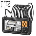 Dual Lens Industrial HD Digital Borescope, 4.3" IPS Endoscope 1080P Inspection Camera with Handheld IP67 Waterproof Snake Sewer with 8 LED Lights 5M Semi-Rigid Cable