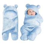 BeyBee Baby Combos Blankets for New Born Babies |Super Soft Baby Wrapper Baby Sleeping Bag for Baby Boys, Baby Girls, Babies (72cm x 68cm, 0-6 Months, Fleece, Skin Friendly, Blue)-Pack of 2