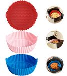 3-Pack Air Fryer Silicone Liners Reusable Air Fryer Liner Basket 7.5 Inch Air Fryer Silicone Pot Food Grade Air Fryer Accessories Easy to Clean, Non-Stick (3 to 5QT)