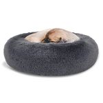 SAVFOX Calming Dog Bed, Anti Anxiety Dog Bed, Plush Donut Dog Bed for Small Dogs, Medium, Large & X-Large, Soft Fuzzy Comfy Dog Bed in Faux Fur, Washable Cuddler Pet Bed, Multiple Sizes XS-XL