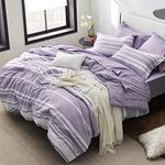 Bedsure Bed in a Bag Twin Size 5 Pieces, Purple White Striped Bedding Comforter Sets All Season Bed Set with 1 Pillow Sham, Flat Sheet, Fitted Sheet and 1 Pillowcase