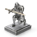 Amoysanli Medieval Armored Warrior Knight Pen Holder Desk Organizers and Accessories Resin Pencil Holder Paperweight as Gift with a Cool Letter Opener for Desk (Silver)