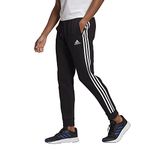 adidas mens Essentials Fleece Tapered Cuff 3-Stripes Pants, Black/White, X-Small US