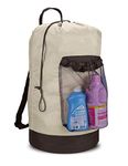 Dalykate Backpack Laundry Bag, Laundry Backpack with Shoulder Straps and Mesh Pocket Durable Nylon Backpack Clothes Hamper Bag with Drawstring Closure for College, Travel, Laundromat, Apartment-Khaki