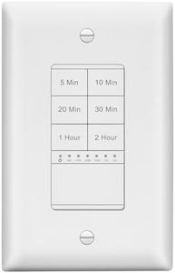 LIDER 2-Hour Countdown Timer Switch with Wall Plate, 800W, No Neutral Required, 5-10-20-30 Min, 1-2 Hour, for Lighting or Fans, LED Indicator, UL Listed, White, Wall Plate Included