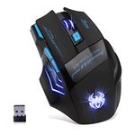 Wireless Optical Gaming Mouse, Lychee 2.4GHZ 4 DPI Adjustable USB Gaming Mice with Fire Key & Cool Blue Light for PC LaptopMac,Windows 2000/XP/7/8/10/Vista Wonderful Christmas Xmas Gift