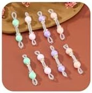 DJCIW 4 Pairs Handmade Fake Nipple Rings,Adjustable Nipple Nooses with 8mm Silicone Multicolor Beads and Barbells,Non-Piercing Faux Nipple Piercing for Comfortable Everyday Wear