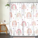 Ufeela Boho Rainbow Shower Curtain 60Wx72L Inch Girls Cute Inspirational Quote Watercolor Pink Lovely Polka Dot You Are Shower Curtain Bathroom Set Baby Kid Bath Curtain Bathtub Accessories Home Decor