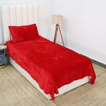 RD TREND 250 GSM Flannel Warm bedsheets for Winter Single Flat Size (60x90 Inches) with 1 Pillow Cover Size (18x28 Inches) Colour Red