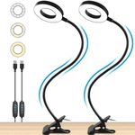 OGIMA Clip on Light Desk Lamp - LED Reading Clamp Light, 3 Color Modes with 10 Brightness, Eye Protection Bed Lights for Headboard, 360° Flexible Gooseneck USB Lamp for Study, Makeup 2 Pack