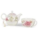 5.8" Porcelain Tea for One, Pink Pe