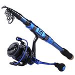 Sougayilang Fishing Rod Reel Combos, 24Ton Carbon Fibre, Portable Telescopic Fishing Pole for Travel with Spinning Reels for Saltwater Freshwater 2.4B