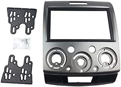 Car Radio Stereo Panel for Ford Everest Ranger Mazda BT-50 BT50 Double Din Fascia Installation Kit (Ford-Silver)