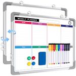 Small Weekly White Board Calendar Dry Erase for Wall, ARCOBIS 12" x 16" Magnetic Calendar Whiteboard, Hanging Double-Sided Board for Planning, Memo, to Do List, Drawing, School, Home, Office