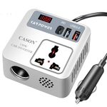 Cason 150W Car Laptop Charger/Power Inverter with 2 USB (3.1A Max) + 1 C Type Smart USB Charging Ports, 12V DC to 220V AC, 2X Universal AC Outlet