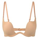 DotVol Push Up Convertible Seamless Underwire Plunge Bra for Women(34D,Beige V)