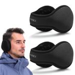 Eyegla Winter Ear Muffs For Men Behind The Head Earmuffs Women Adjustable Ear Muffs Foldable Ear Warmers Black,2Pack