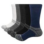 YUEDGE Men's 5 Pairs Breathable Cushion Casual Crew Socks Multi Performance Sports Athletic Workout training socks, Medium Grey/Light Grey/Dark Blue/Dark Grey/Black, L (Men Shoe 6-9 UK Size)