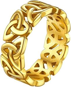 FaithHeart Women Stacking Rings Size 10 Gold Plated Ireland Finger Charms Celtic Knot Engagement Bands