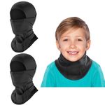 DAFIFO Kids Balaclava Ski Mask, Winter Full Face Balaclava Windproof Neck Warmer for Boys Girls School Riding Sports (Black+Black)