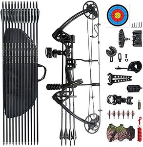 PANDARUS Compound Bow Draw Weight 0-70 Lbs for Pull Beginner and Intermediate Archer Fully Adjustable 19.25"-31" with All Accessories, up to IBO 320 fps New 2024(Black Right Handed Bag)