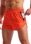 Pudolla Menââ‚¬â„¢s Running Shorts 3 Inch Quick Dry Gym Athletic Workout Shorts for Men with Zipper Pockets(Orange Red Medium)