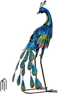 TERESA'S COLLECTIONS Yard Decor 3D Peacock Outdoor Statues, 22.4 Inch Metal Garden Sculptures Lawn Ornaments Yard Art for Outside Backyard Porch Patio Pond Pool Indoor Home Decorations