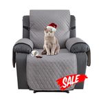 XINEAGE Water Resistant Recliner Cover, Nonslip Recliner Chair Covers for Reclining Chair with Pockets, Quilted Thick Recliner Slipcovers for Pets and Kids (Recliner Chair, Light Gray)