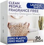 Clean People Laundry Detergent Sheets - Recyclable Packaging, Hypoallergenic, Stain Fighting - Ultra Concentrated, Laundry Soap - Fragrance Free, 96 Pack