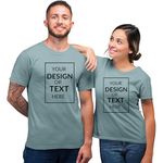 His'en'Her Customized/Personalised Couple T-Shirt for Couple | Anniversary Tshirt | Husband Wife Tshirt - Print Your Photo/Image/Text, 100% Cotton Mint